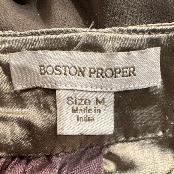 Boston Proper Taupe And Sequin Neck Tunic Tie Waist Top Womens Medium - Picture 5 of 8